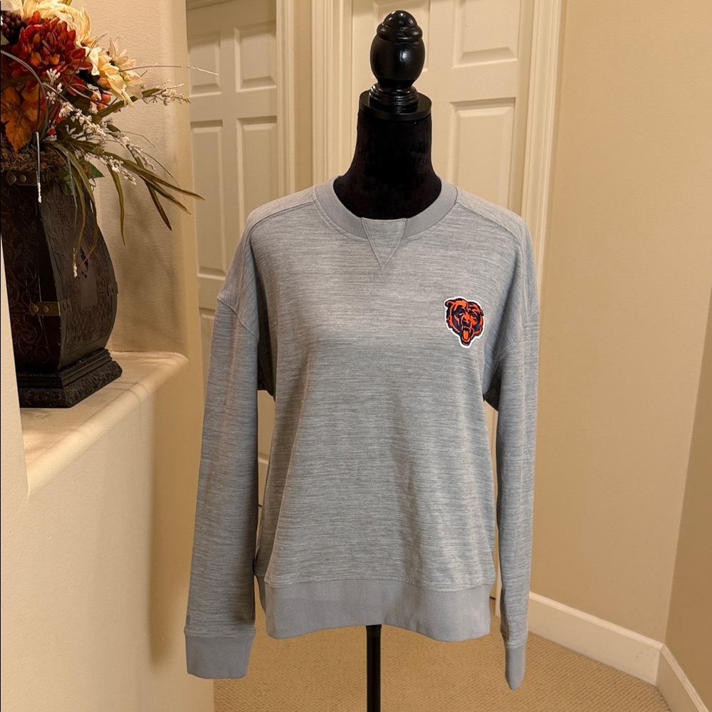 Antigua Light Gray Crewneck Sweater with Embroidered Bear Logo